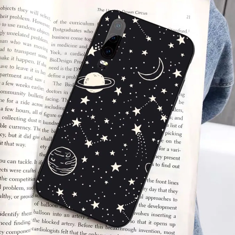 Céu espaço planeta lua estrelas caso de telefone para huawei honor 10 lite 9 20 7a 9x 30 50 60 70 pro plus capa de silicone macio