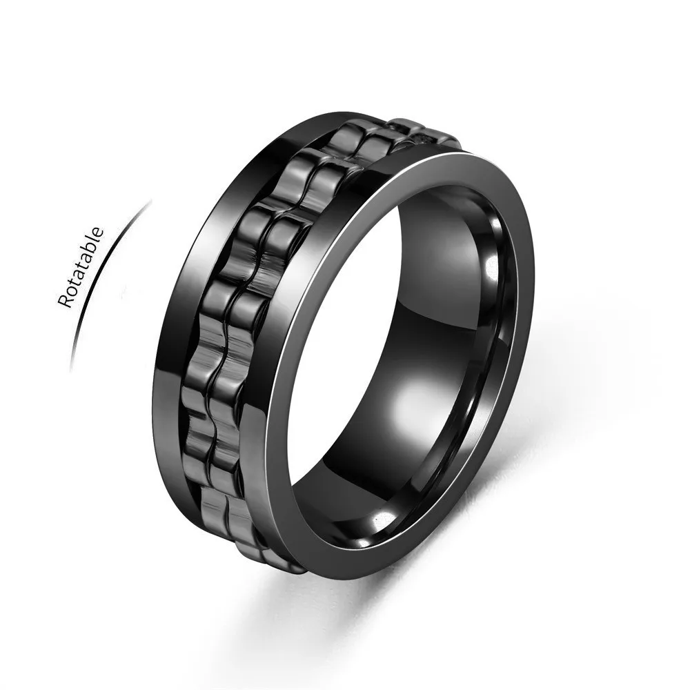 Anti Stress Edelstahl Ring Für Männer Getriebe Kette Rotierenden Angst Relief Spinning Zappeln Ringe Punk Schmuck Bague Homme