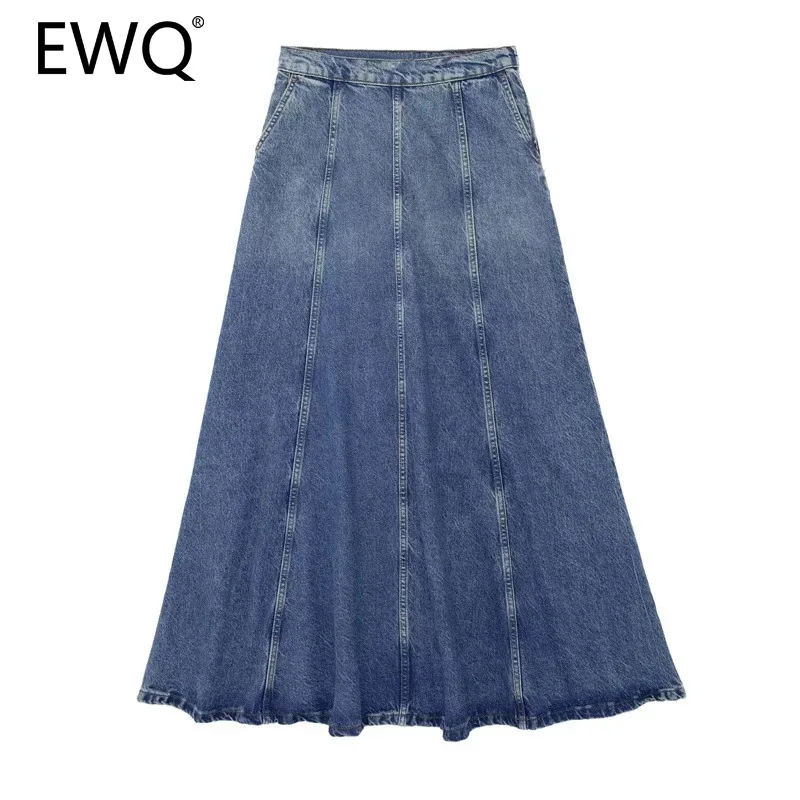 

EWQ Simpliciyy Denim Skirt For Women Versatile Solid Color Loose High Waist A-line Casual Long Skirts 2024 Summer New 27X584