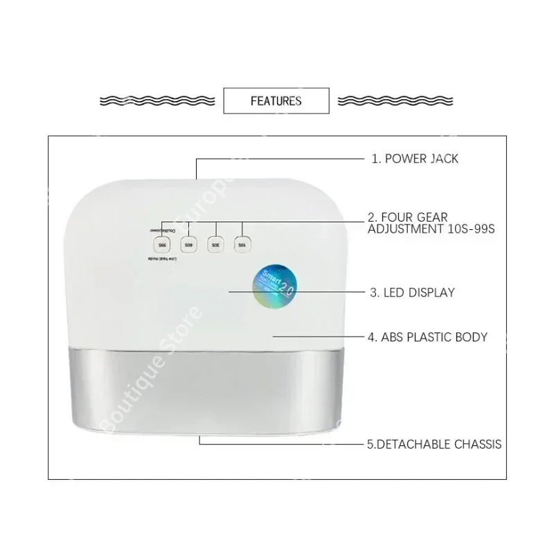 Lámpara de Uñas UV LED de 48W con 36 LEDs, Secador de Gel Profesional con Sensor Automático, Equipo de Manicura de Curado Rápido, Herramienta de Secado Rápido para Uso en Casa y Salón de Uñas.