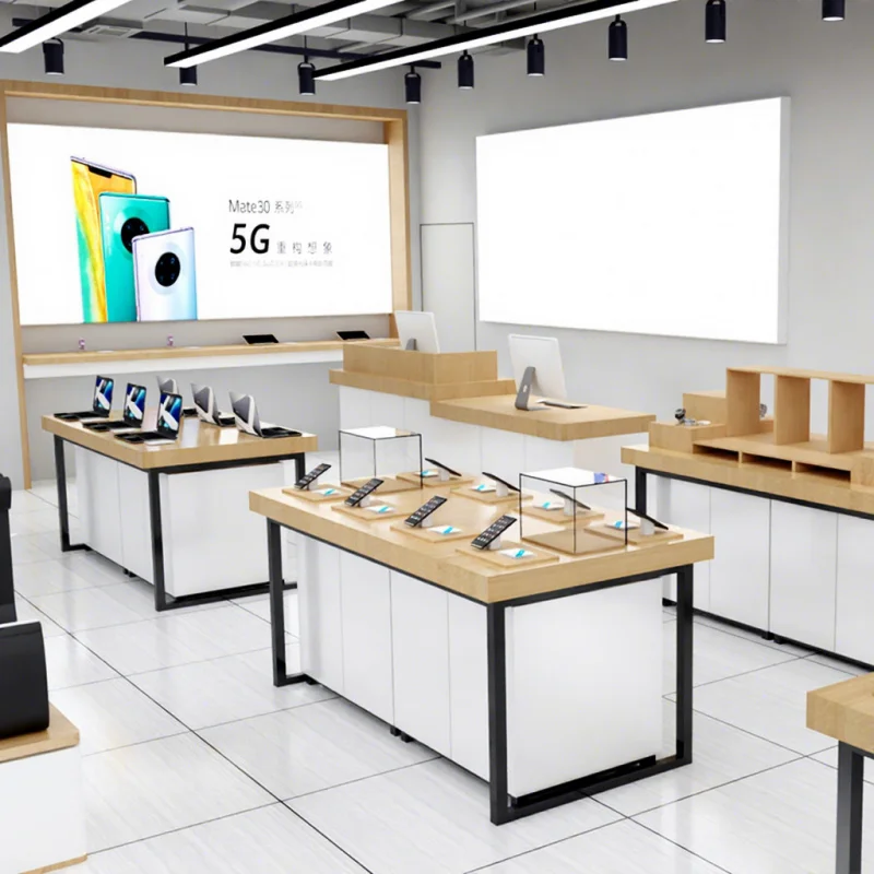 

Customize.Repair Shop Kiosk Wooden Mobile Phone Display Cabinet Interior Decoration Design Retail Store Mobile Phone Counter sho