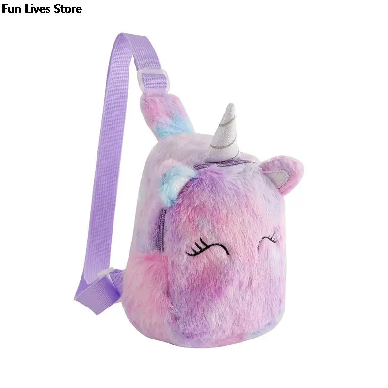 Einhorn Plüsch Umhängetasche Kindergarten Cartoon Brusttaschen Mini Mode Gürtel tasche schöne einfarbige Taille Tasche Schulter Geldbörse