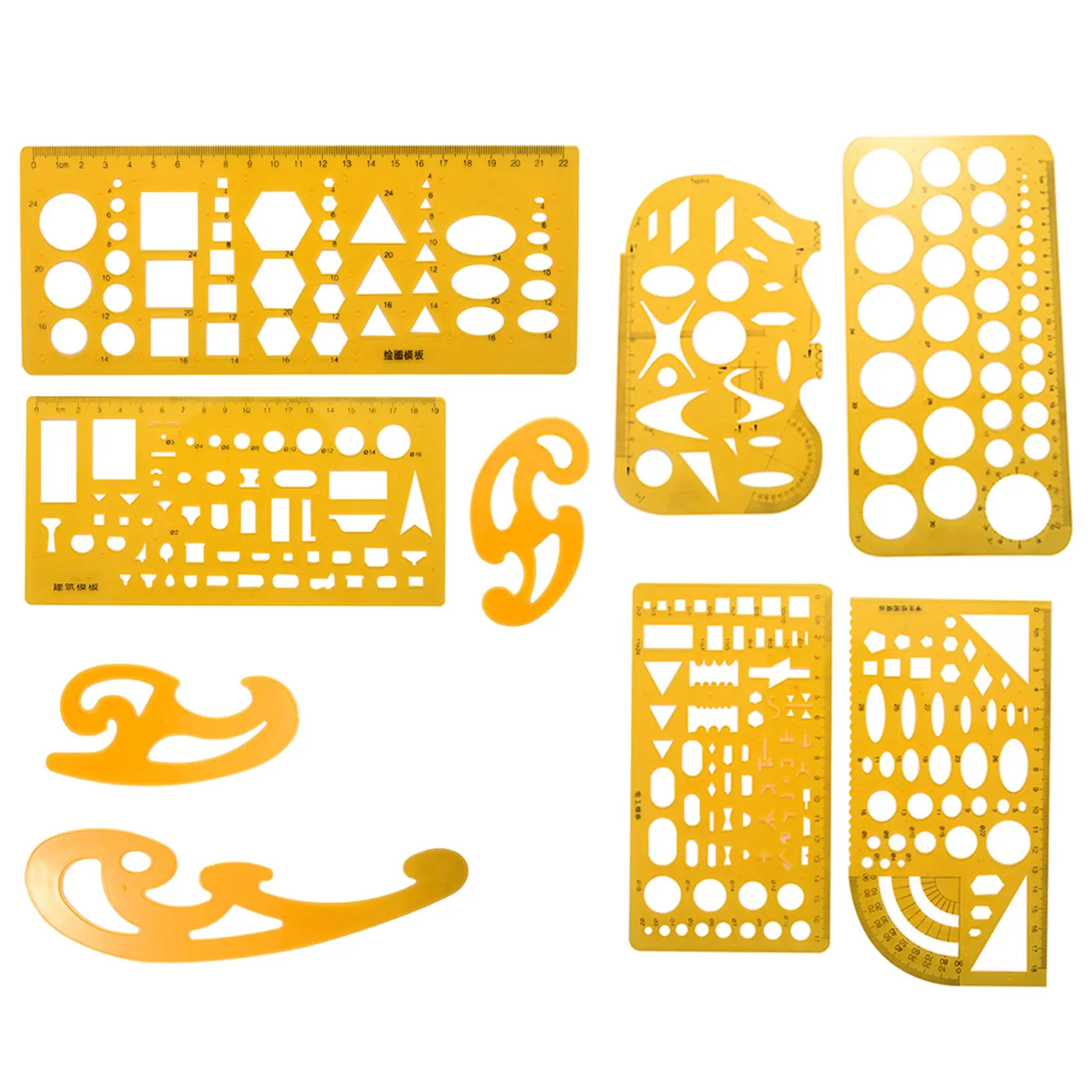 EF-9 Pcs Architecture Drawing Templates Technical Drafting Stencils Tool French Curve Ruler For Artistic Studio Office