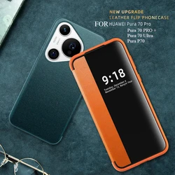 For Huawei Pura P70 P80 PRO+Flip Case PU Leather Window View Book Full Cover For Pura P70 Ultra P60 Pro p50 p40 p30 Phone Bags