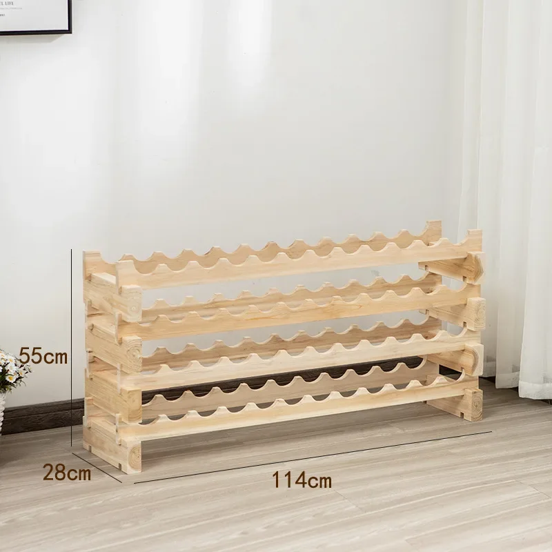 Estante para Vinos de Madera Maciza, Estantería Decorativa para Botellas de Vino, Garrafeira de Fábrica