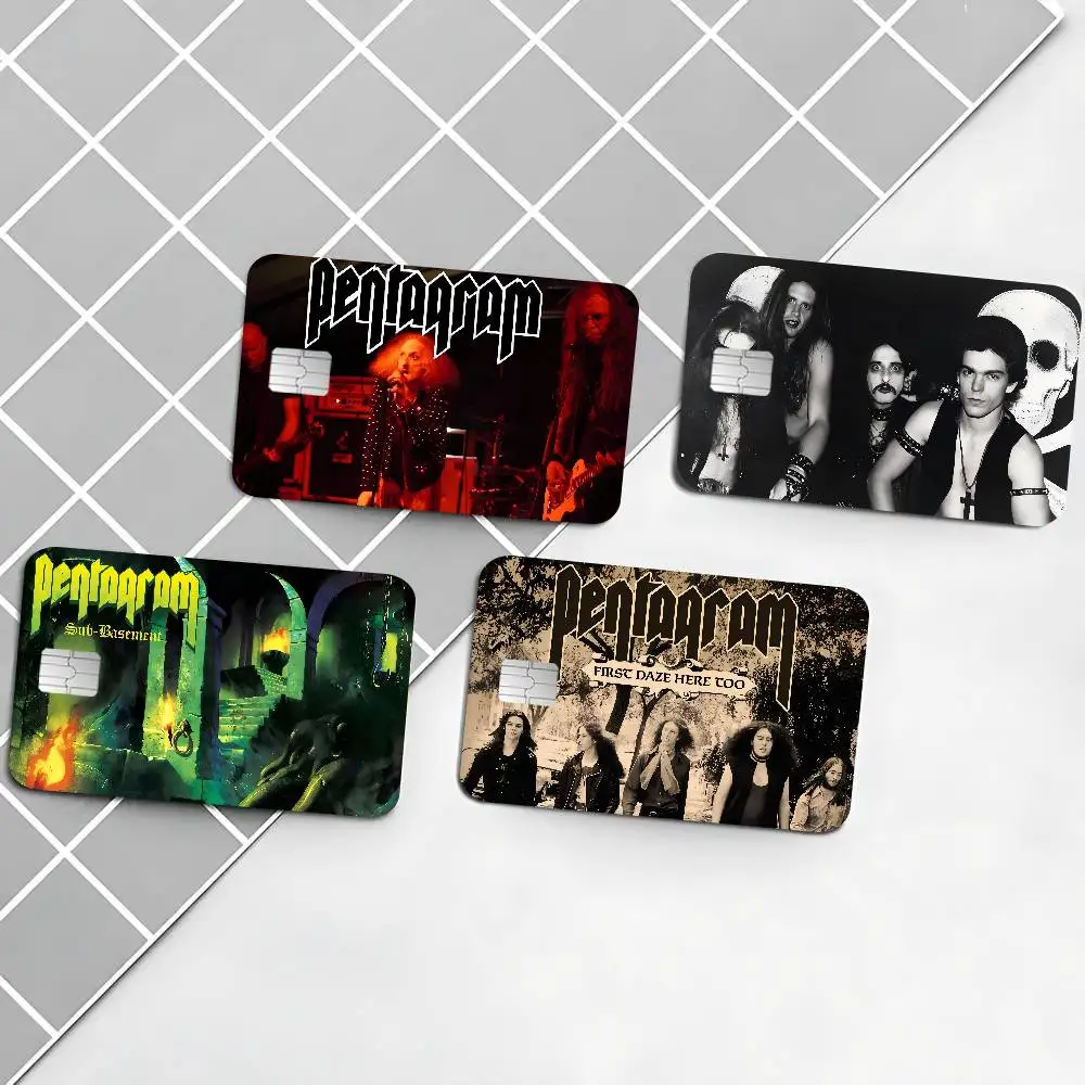 P-Penta-gram-S-Rock Band Anime Cartoon Bear Skin Sticker Film Tape Case for Big Credit Debit Card Front Side