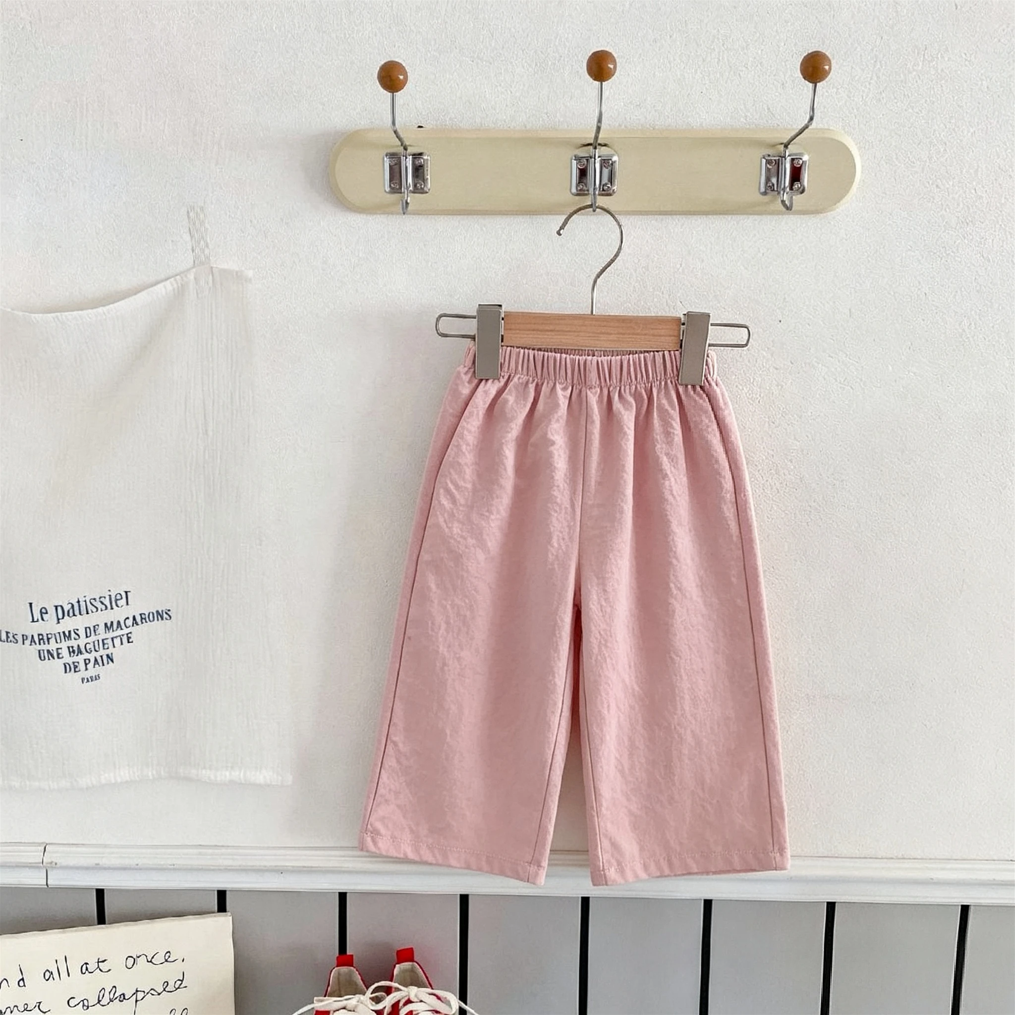 Boutique Children's Clothes Baby Girls Straight Pants Summer Clothing Thin Loose Casual Traousers Solid Color Simple Kids Pants