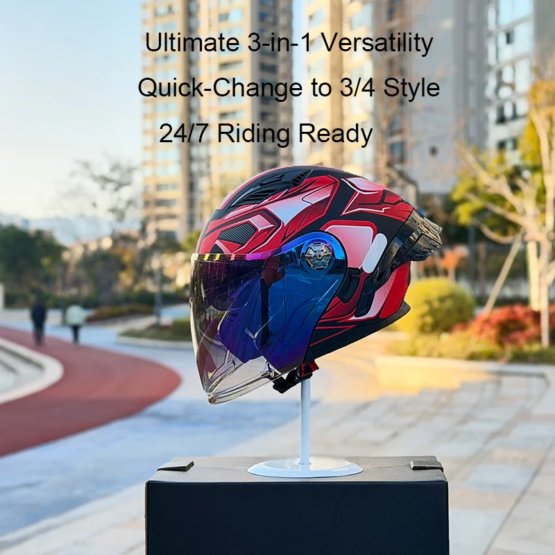 

Модульный шлем NBTK Red Giant: съемный большой визор, трансформируемый 3-в-1, легкий компактный корпус, сертифицированный DOT мотошлем