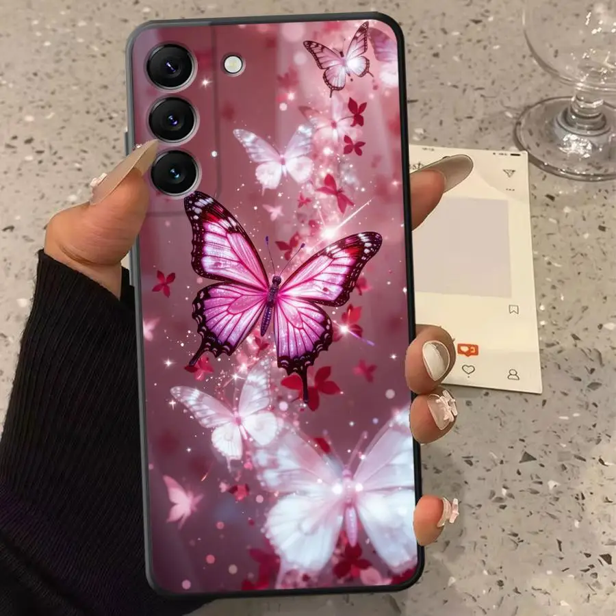 Case for Samsung Galaxy A53 A50 A56 A71 A73 A20s A05 A02s A30s A03 A04 A06 Phone Cover Pink Butterfly Cool