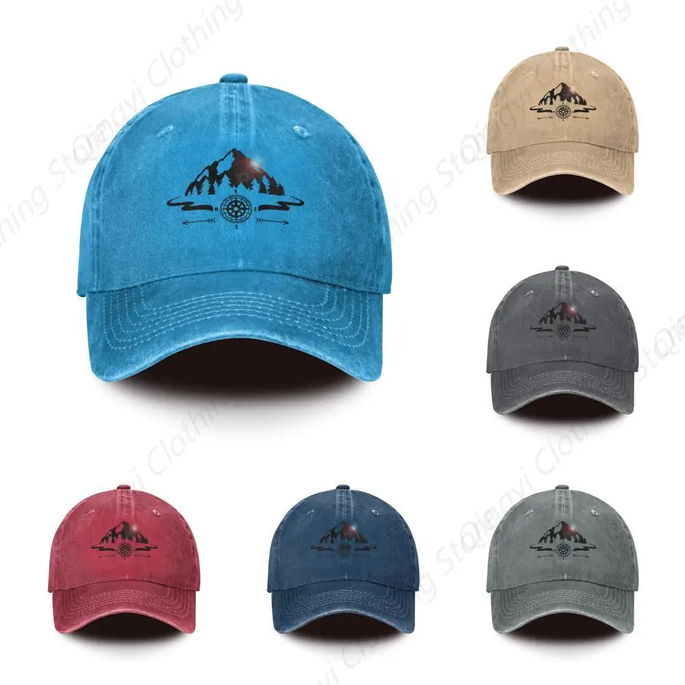 

Mountain Baseball Hats Men Ball Cap with Compass Design