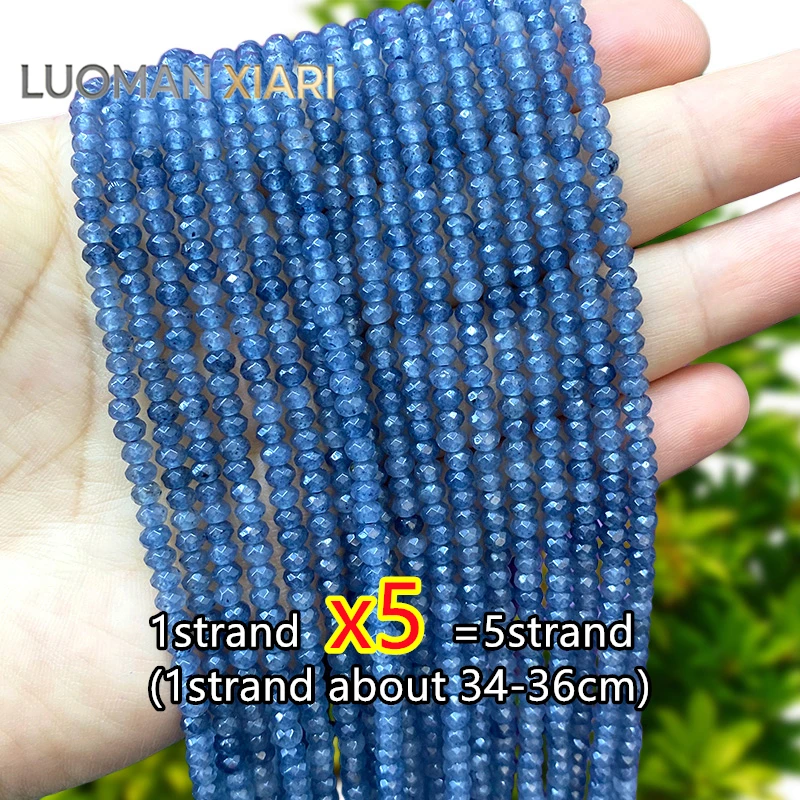 

Free Shipping 5pcs 3x4mm Faceted Rondelle Natural Stone Iolite Color Chalcedony Spacer Beads for Jewelry Making Diy Bracelet