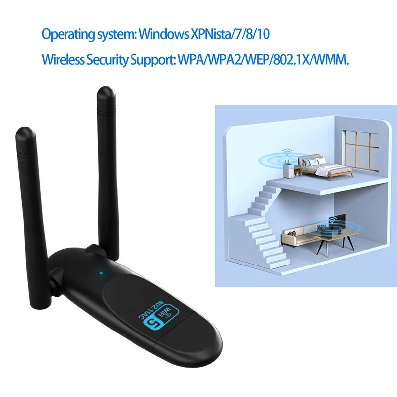 Adapter WiFi 600Mbps WiFi5 G & 2.4G karta USB WiFi klucz sprzętowy do laptopa stacjonarnego Wifi antena USB karta sieciowa Ethernet