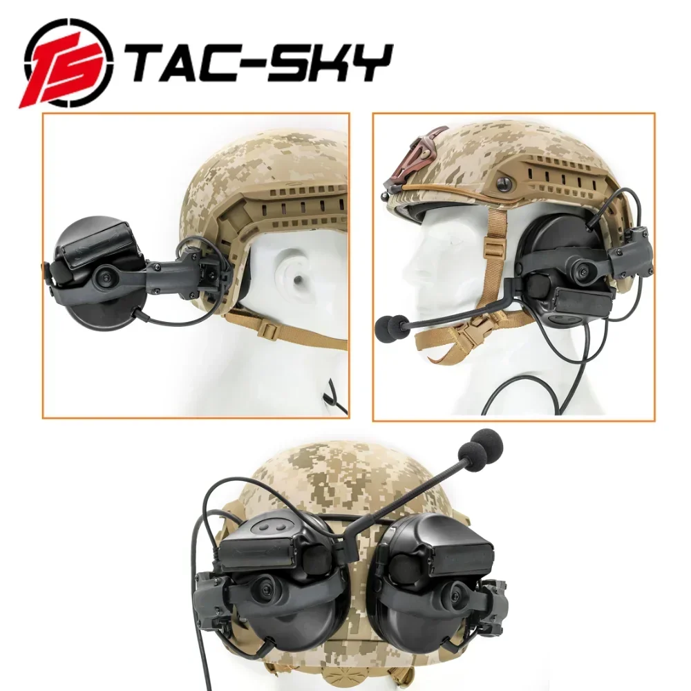 TAC-SKY Tactical ARCHelmet Track Bracket COMTA II Walkie-Talkie Headse Electronic Noise Reduction Pickup Tactical C2 Headst
