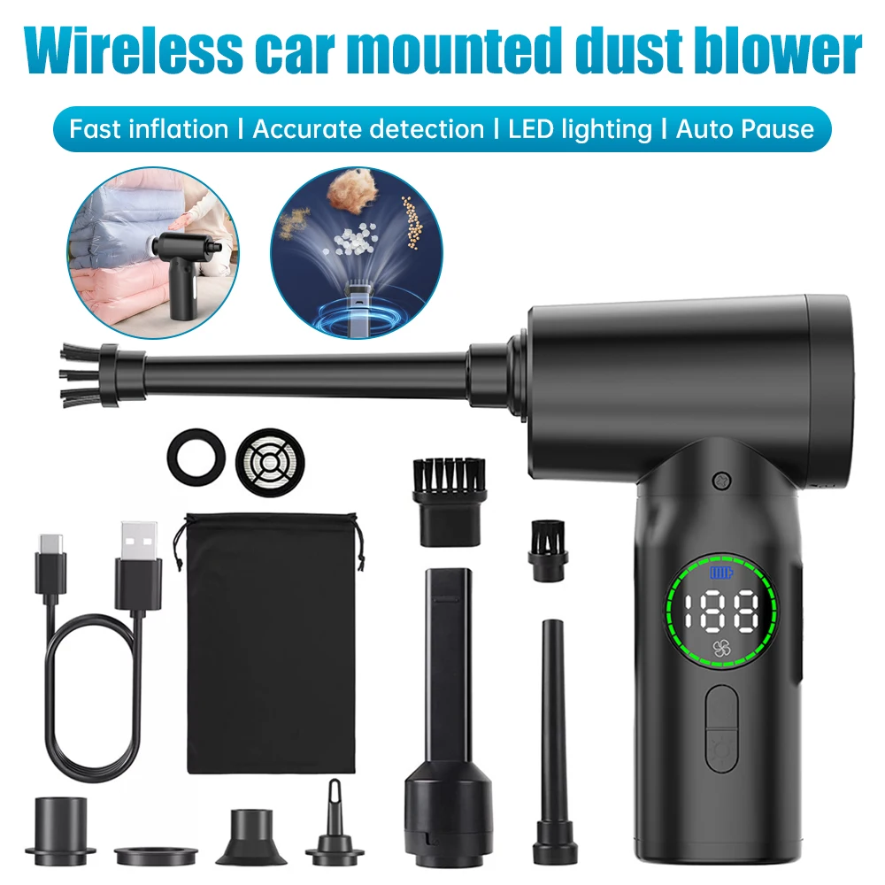 2 in 1 7500mAh Wireless Portable Air Duster Dust Blowing inflatable Cleaner Cordless Air Blower for Keyboard Computer