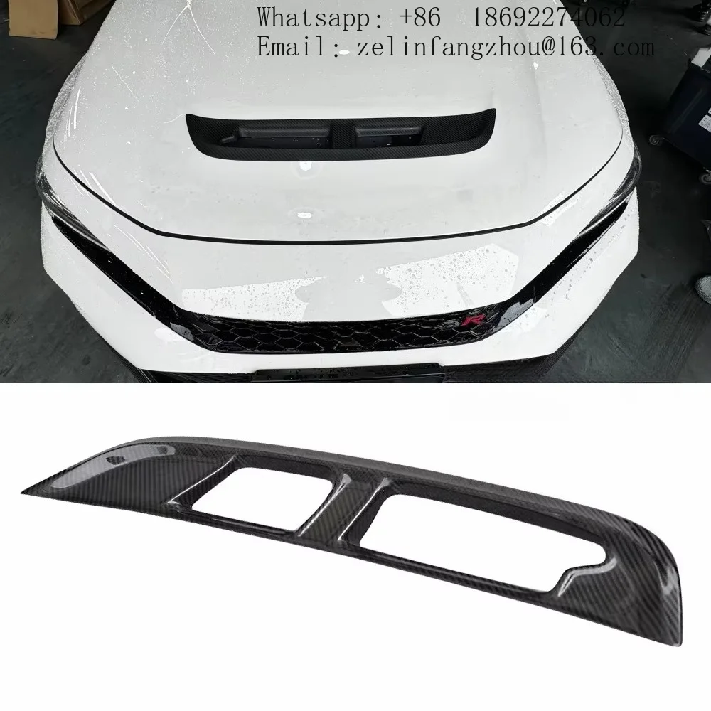 Dry Carbon Fiber SPN Style OE Replacement Hood Vent Cover Trim for Civic FL5 Type R 2023+ Engine Air Intake JDM Pro