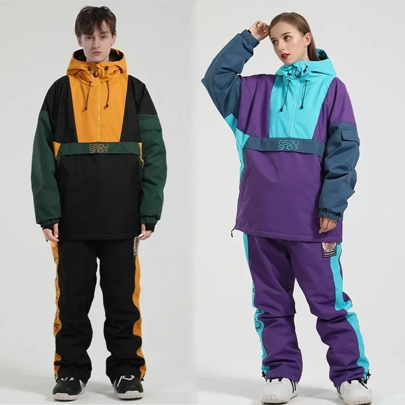 Traje de esquí cálido para mujer y hombre, chaqueta de Snowboard, conjuntos de esquí gruesos, pantalones de nieve al aire libre, chándal impermeable a prueba de viento, invierno, nuevo, 2025