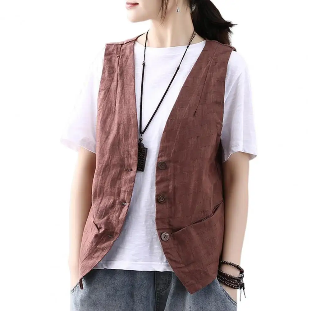 Giacca gilet da donna retrò con scollo a V Cardigan con chiusura a bottone gilet gilet Top Cardigan