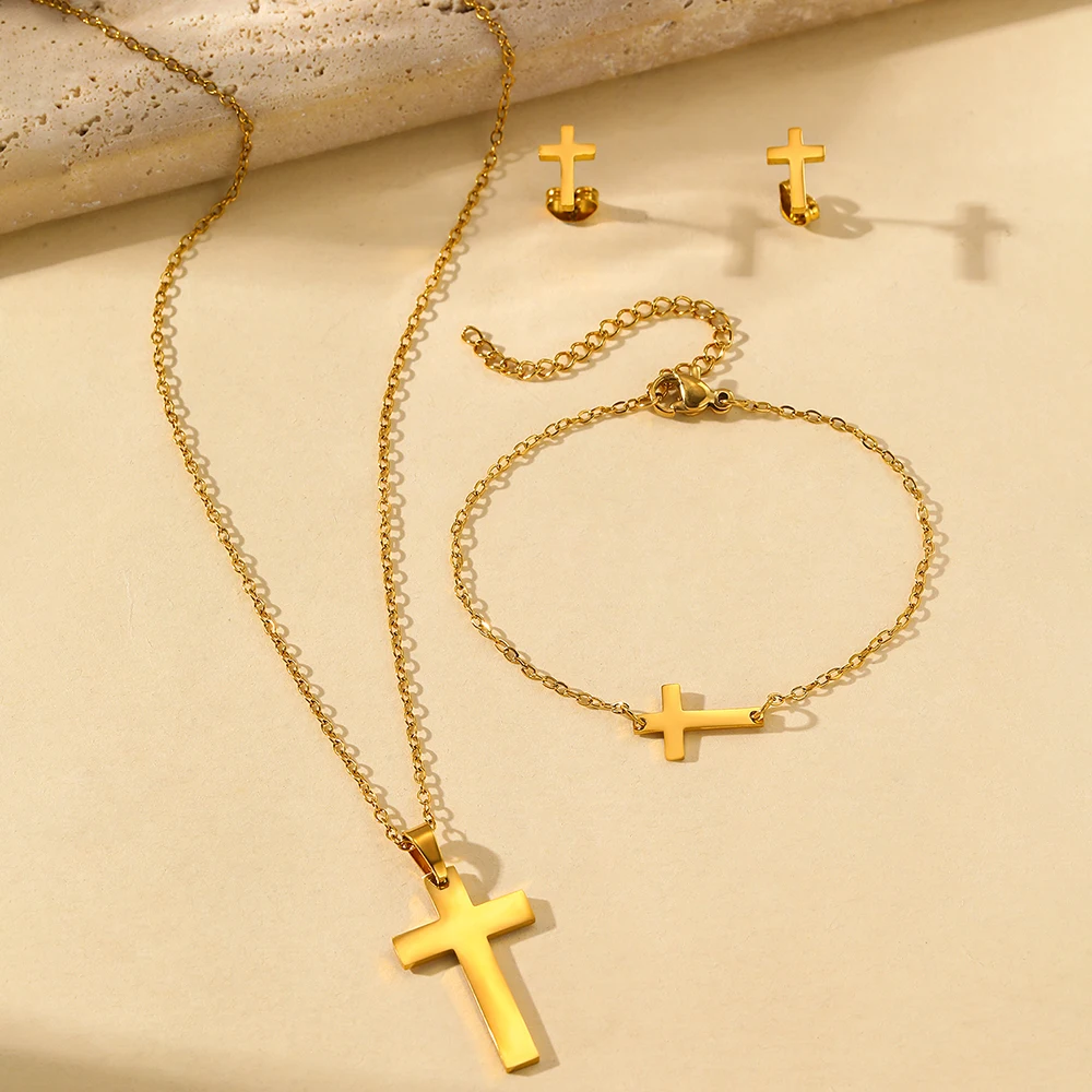 Stainless Steel Jewelry Set Cross Popular Ladies Jewelry Set High Quality Exquisite Jewelry Set Ladies Jewelry For Women Jewelry