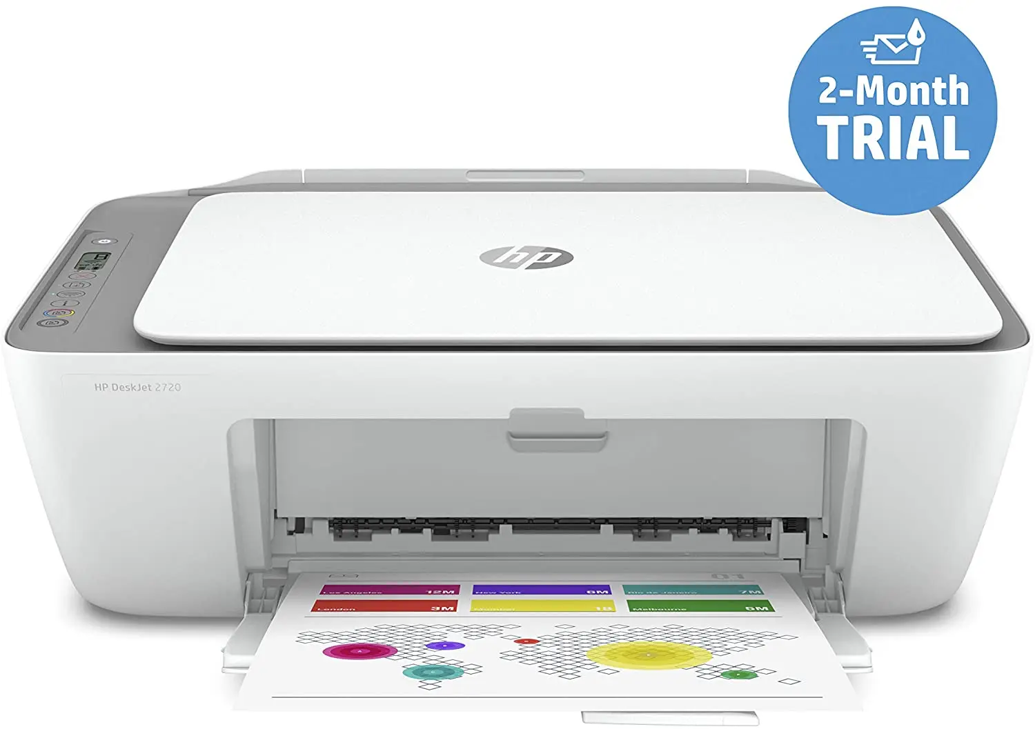 HP DeskJet 2720 All-in-One printer wireless printing, instant ink 2-month trial white print, scan and copy Wi-Fi USB