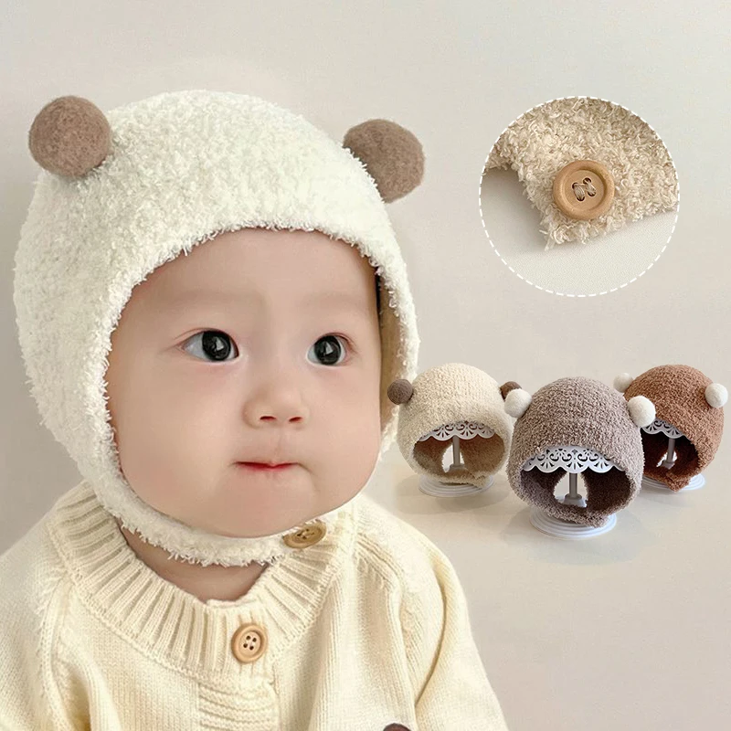 Baby Hat Autumn And Winter Super Cute Baby Baotou Hat Newborn Cute Ear Protective Hat Winter Warm Plush Hat