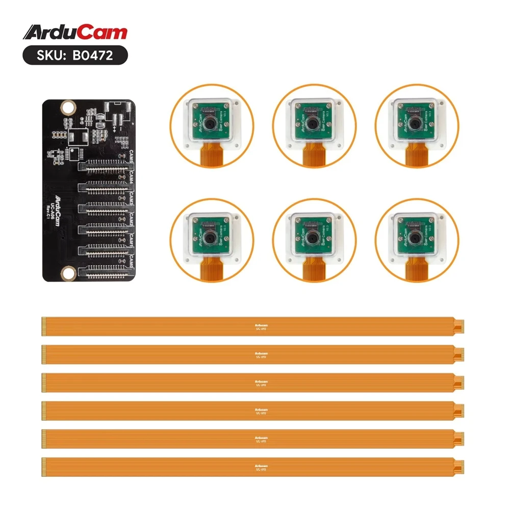GGDX Chipboard  Imx219 Multi Camera Kit for Agx Orin Dev , 8mp Sensor, Supports up to 6 Cameras Streaming