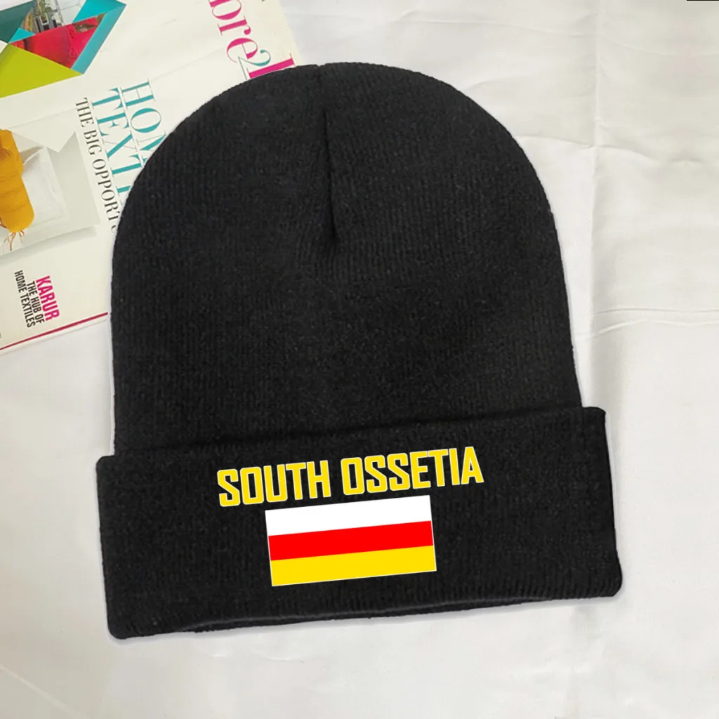 SOUTH OSSETIA Country Flag Top Print Men Women Unisex Knitted Hat Winter Autumn Beanie Cap Warm Bonnet