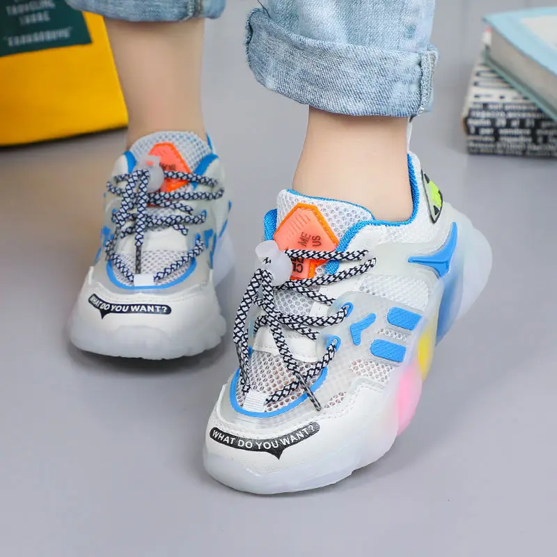 Zapatos informales de verano para niños y niñas, Zapatillas de malla transpirable, versión coreana, zapatos antiguos a la moda, novedad de 2022