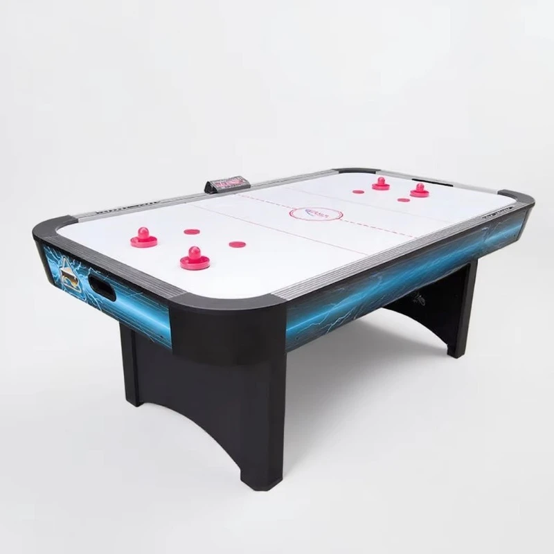 

7-foot blue air hockey for family playrooms, indoor sports equipment