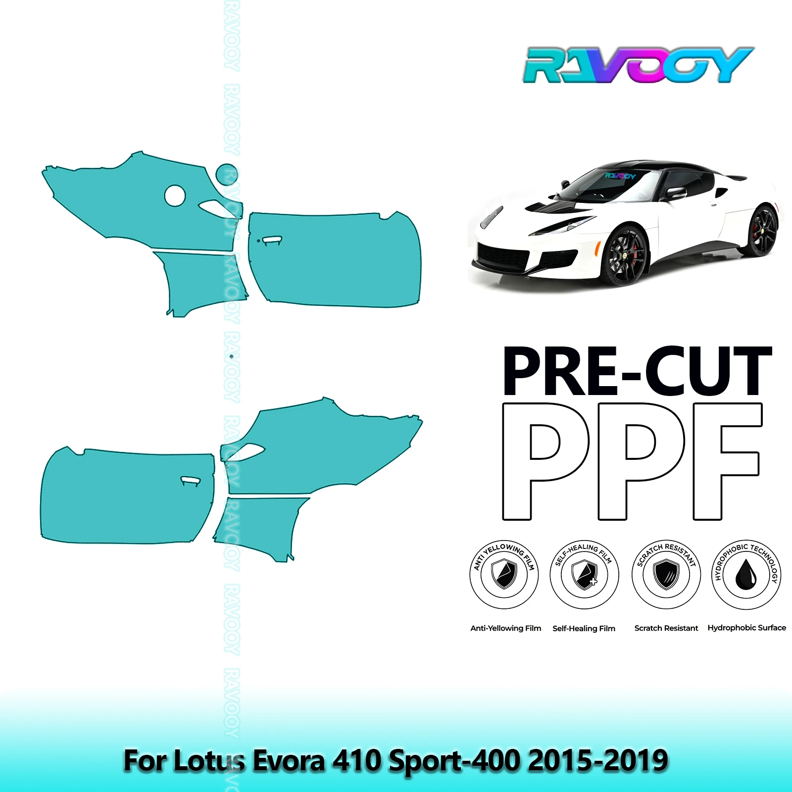 

For Lotus Evora 410 Sport-400 2015-2019 8.5mil Clear Matte Pre-Cut PPF Door & A/B Pillar Kit TPU Paint Protection Film Set