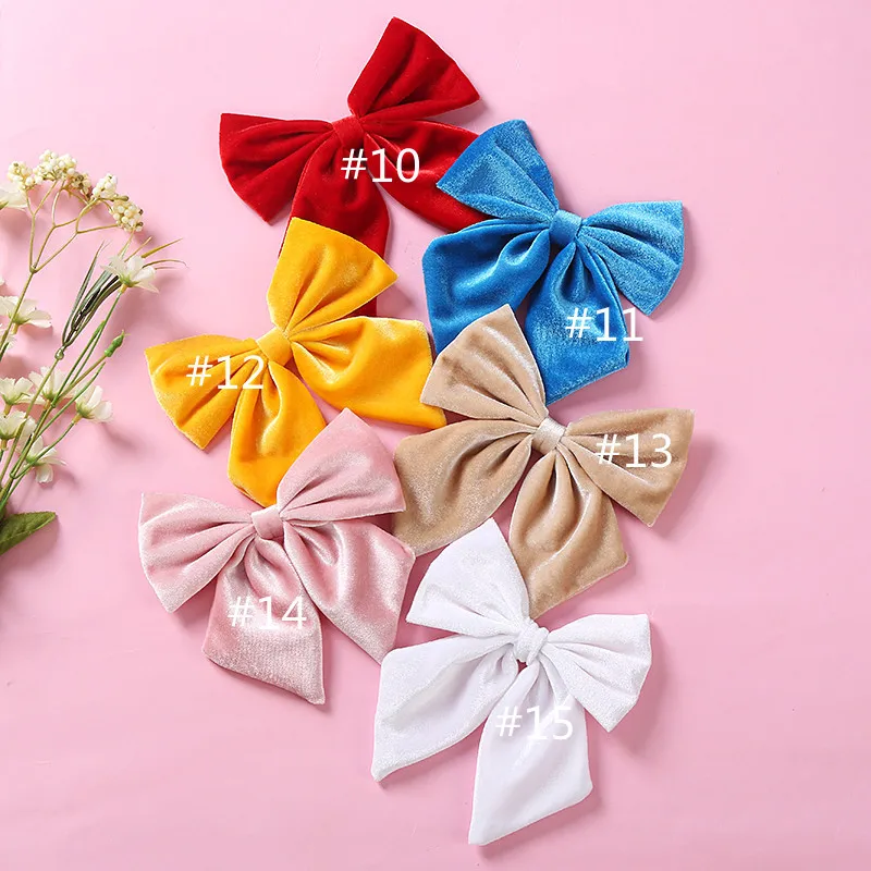 New Large Solid Velvet Hair Bows For Girls Handmade Bows Hairpins Children Fashion Barrettes Headwear Hair Accessories