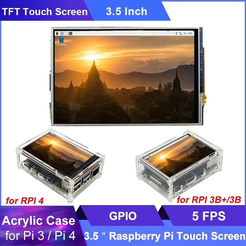 

3.5 inch Raspberry Pi 4 Display TFT touch screen 480*320 LCD acrylic case enclosure box for Raspberry Pi 3 Model B 3B plus