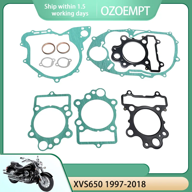 OZOEMPT Engine Cylinder Crankcase Repair Gasket Apply to XVS650 Drag Star / V-Star 1997-2018