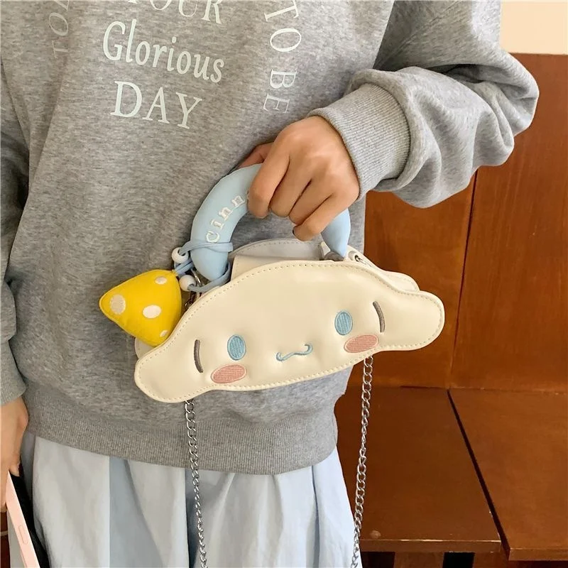 

Металлическая цепочка Sanrio Cinnamoroll с мультяшным принтом, сине-белая, водонепроницаемая, из искусственной кожи, сумка через плечо, сумка-тоут, студенческая сумка для покупок, подарок для девочки