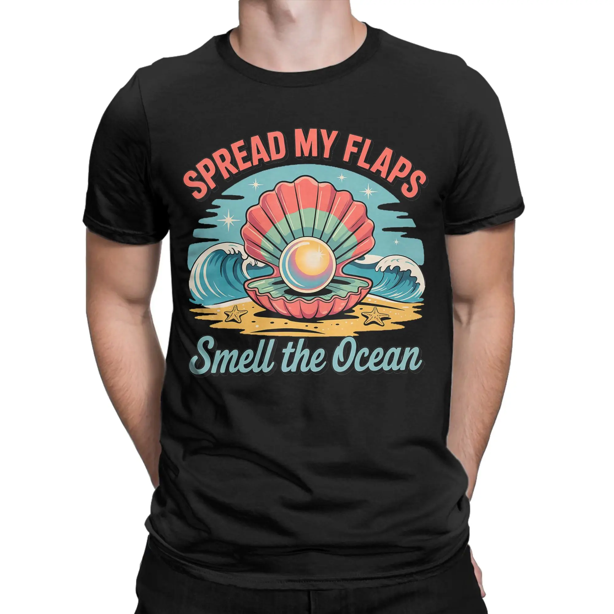 Men T-Shirts Spread My Flaps Smell The Ocean Fun Cotton Tee Shirt Short Sleeve  T Shirts O Neck Clothing Plus Size