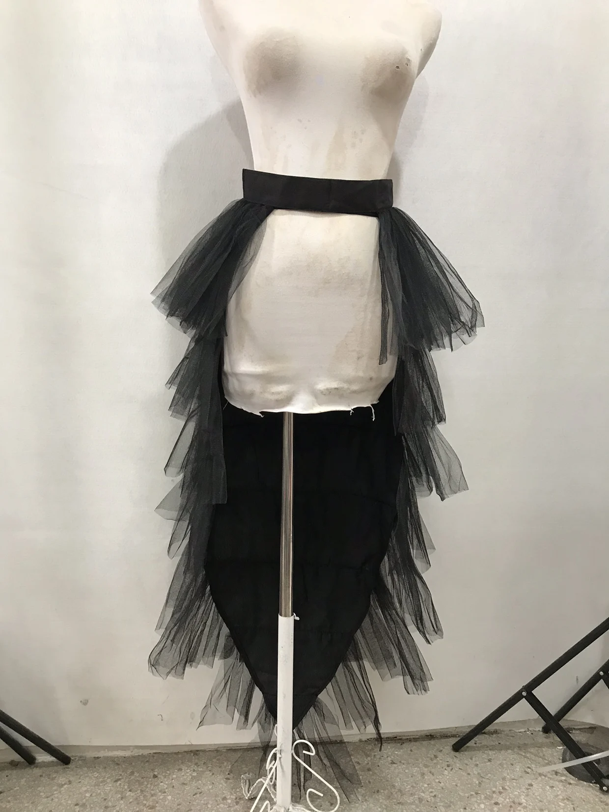 Bar club nocturno bailarina de Jazz ropa para el escenario DJ cantante Sexy disfraz de Gogo rojo negro gasa falda larga acampanada cola de malla