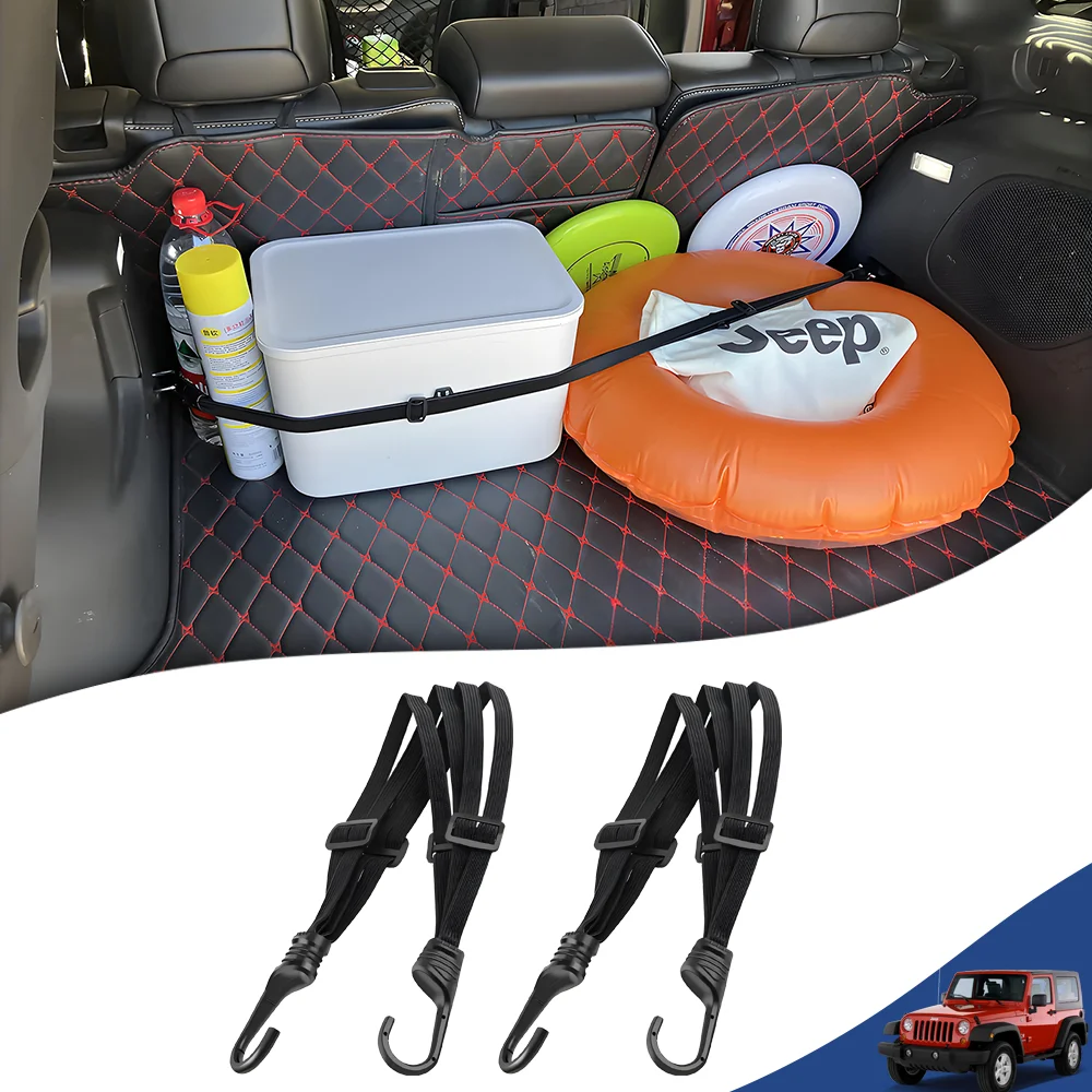 Organizador de maletero de coche, correas elásticas para Jeep Wrangler TJ JK JL Gladiator JT 4XE 1997-2025, correa de almacenamiento de carga, accesorio de gancho de cuerda