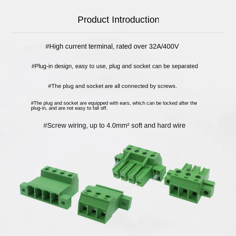 5sets 2EDGSKPM7.62mm flange 32A high-current welding-free butt joint KF2EDGSKM plug-in male and female plug.