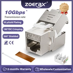 ZoeRax Schermato CAT8 Cat7 Cat6a Keystone Jack RJ45 Tipo senza attrezzi Accoppiatore adattatore modulo in lega di zinco