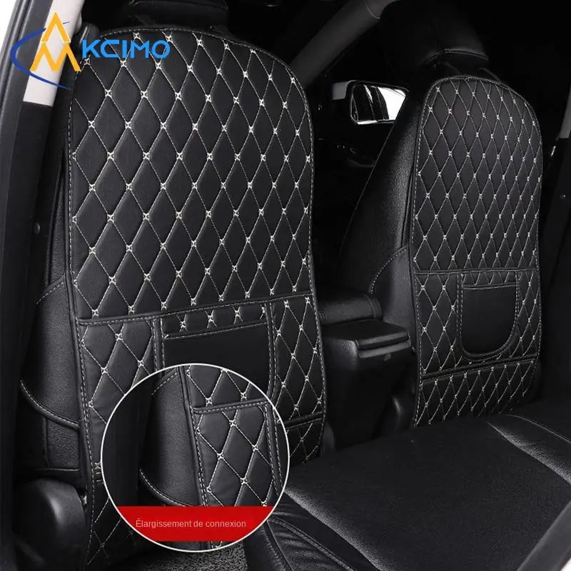 

Kcimo PU Leather Car Seat Back Protector Anti-Kick Mats with Storage Pockets Backseat Organizer for Kids Pets Scratch Waterproof