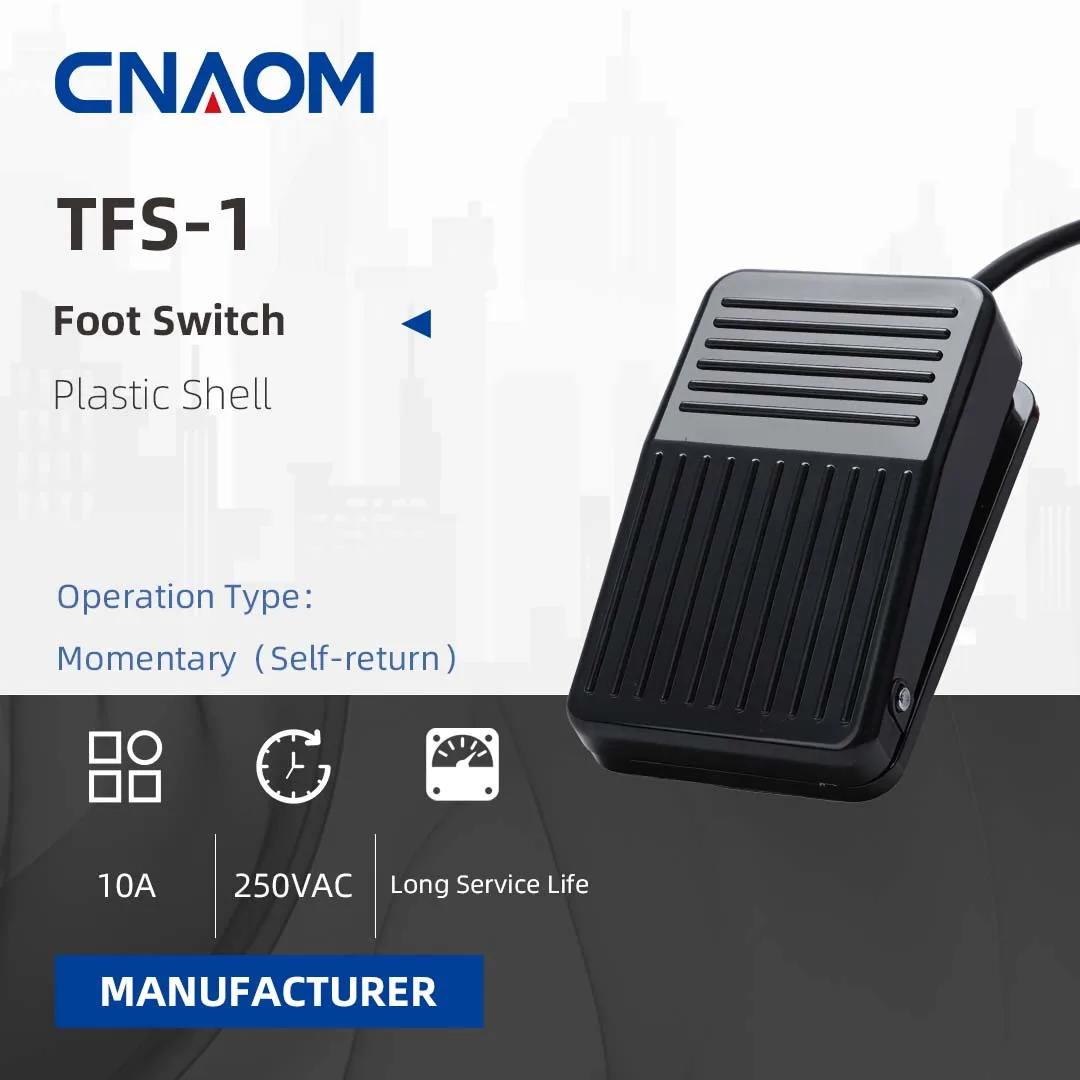 

CNAOM 1pcs TFS-1 Metal Non-slip Momentary Electric Power Foot Pedal Switch 250VAC 10A Waterproof SPDT Black On Off 1NO1NC
