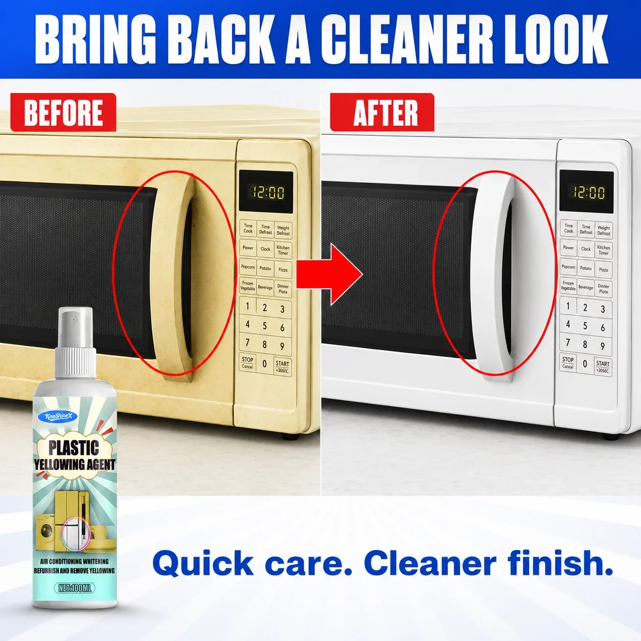 Refinish Plastics Spray - Restore Color & Remove Yellowing - Smooth Finish for Yellow-Stained Plastic