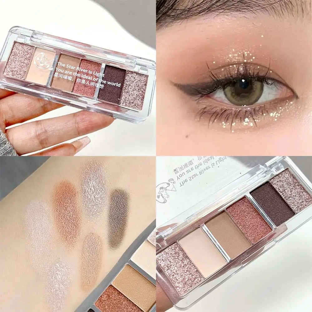 Naturalna Paleta Cieni do Powiek w 6 Kolorach Różowych, Błyszcząca, Mocno Napigmentowana Paleta Cieni do Powiek, Trwała Perłowa Matowa Paleta z Brokatem i Różem