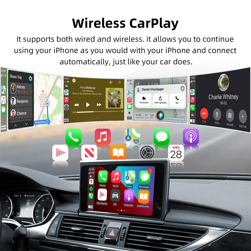 اللاسلكية Carplay أندرويد واجهة السيارات التحديثية أطقم لأودي A6 A7 2010-2015 6.5 "/7" شاشة MMI 3G فك صندوق وحدة Airplay #5