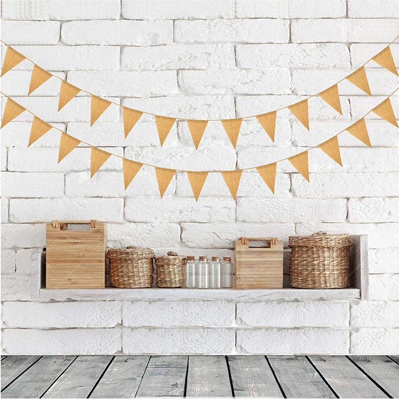 3M jute driehoek banner vintage Hessische Bunting Banners vlag voor vakantie verjaardag bruiloft afstuderen decoratie feestartikelen