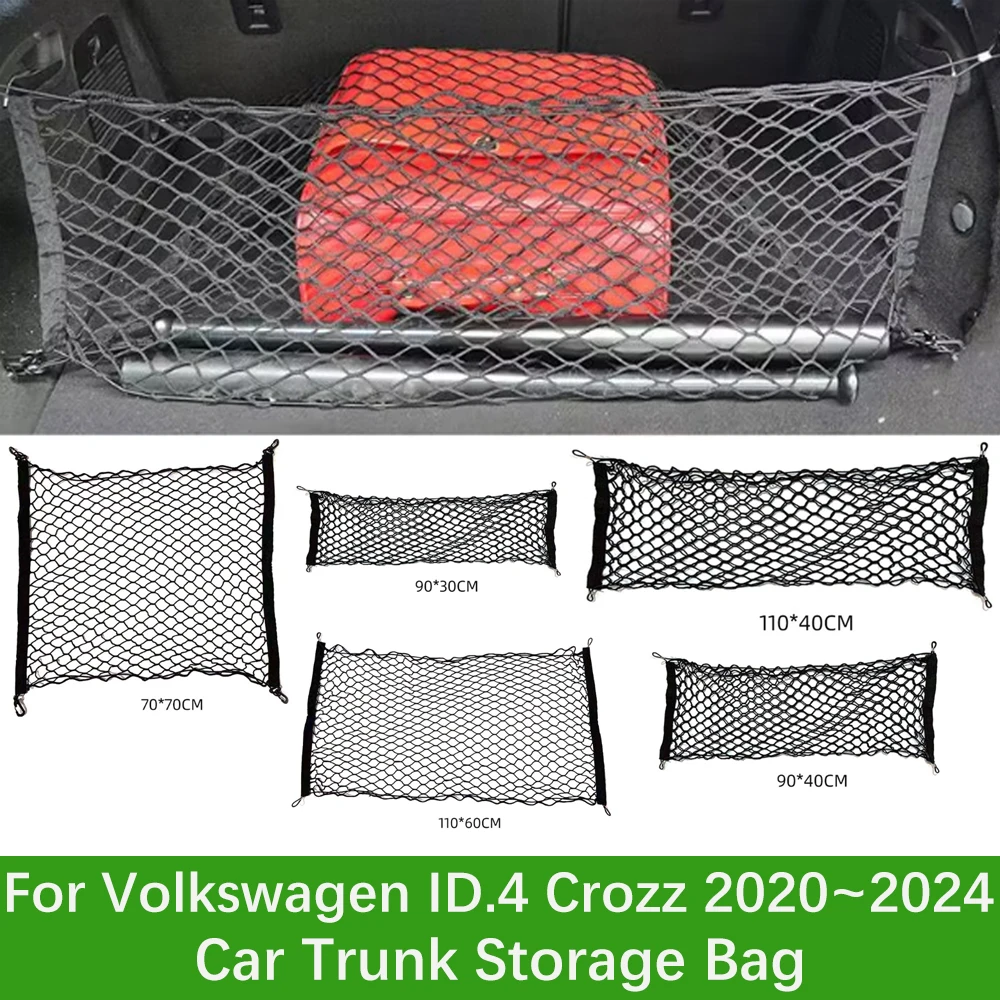 

Car Trunk Storage Bag For VW Volkswagen ID.4 Crozz 2020~2024 Nylon Rear Trunk Organizer Elastic Luggage Net Car Accessories 2023