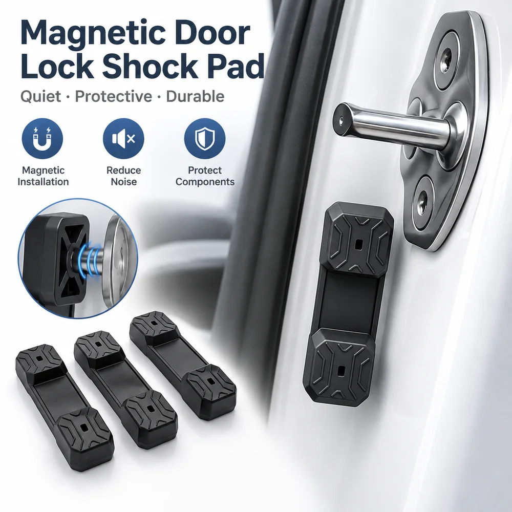 4pcs Silicone Magnetic Car Door Shock Absorber Universal Shock Absorbing Door Lock Buffer Pad Anti-Vibration Sound Deadening