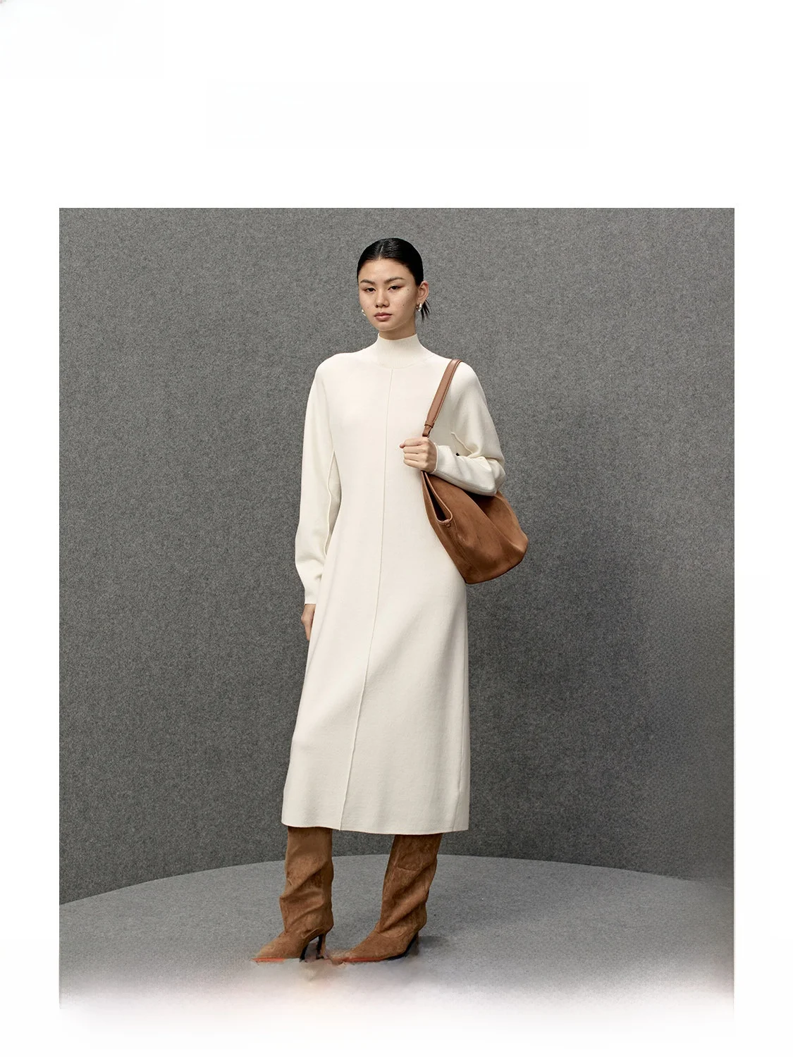 

Warm Woolen Knitted High Collar Dr ZHIZHI Elastic Winter Faion Women's All-Match Straight Tube Dr Comfortable Long Sl...