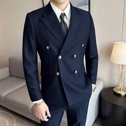 Slim Fit 2 Piece Outfit Set Male High Quality 2024 Trends Costumes Full Men's Suits and Blazers Clothes Luxury Spring Autumn