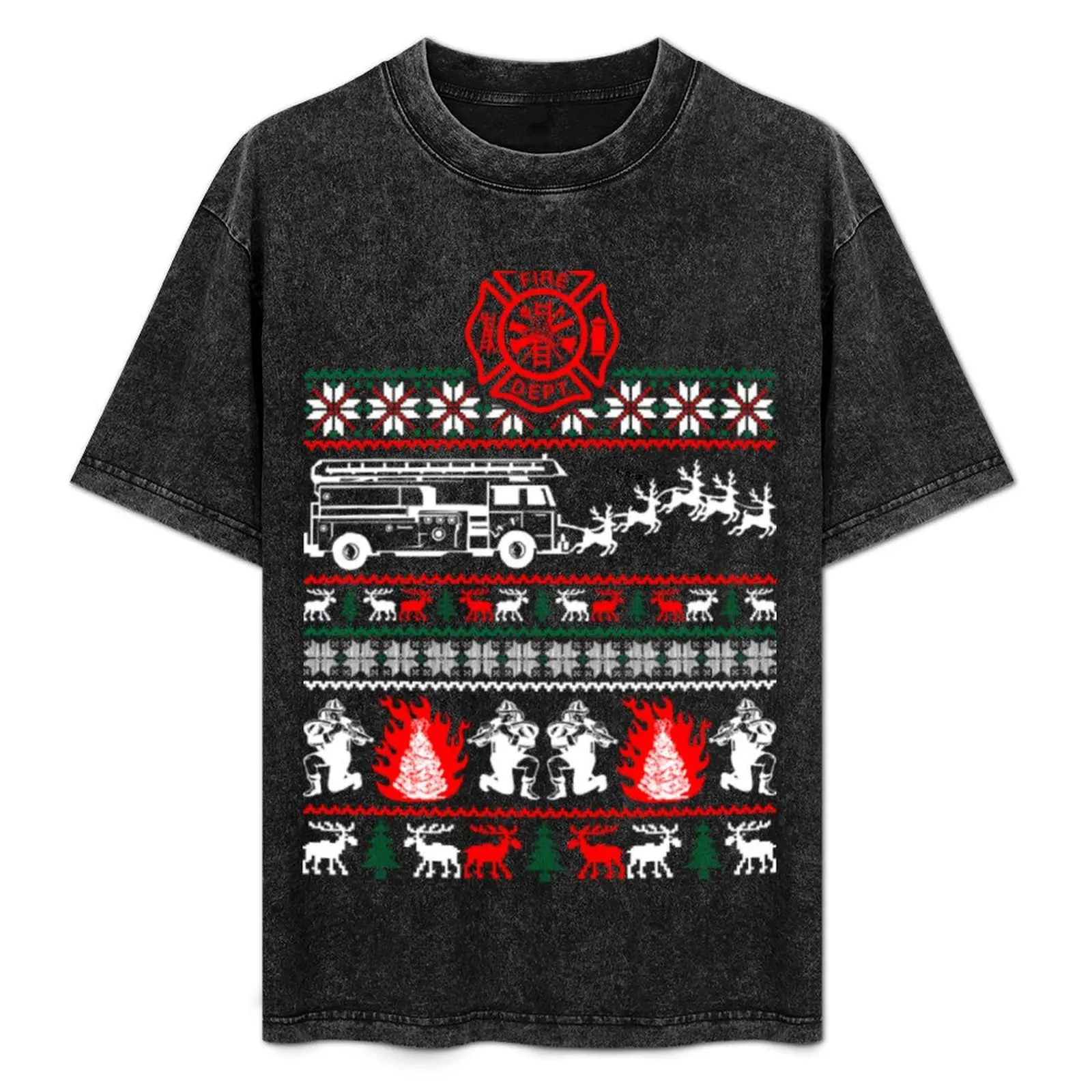 

Merry Firefighter Fireman Ugly Christmas Sweater Funny Tshirt T-Shirt tops anime sports fans shirts men graphic