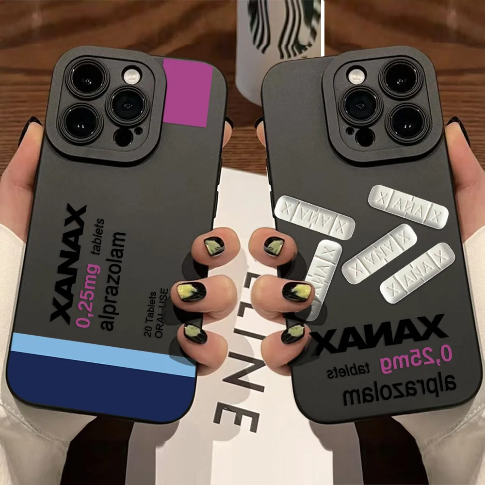 XANAX Chill Pill Phone Case For iPhone 16e 16 15 14 13 12 11 Mini Pro Max X XR XSMax 8 7 6 6S Plus Soft Silicone Back Cover
